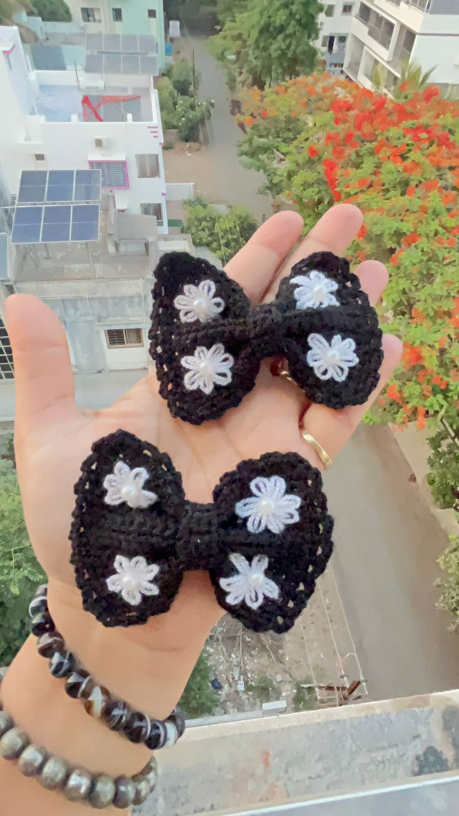 Black And White Hair Bow Clips