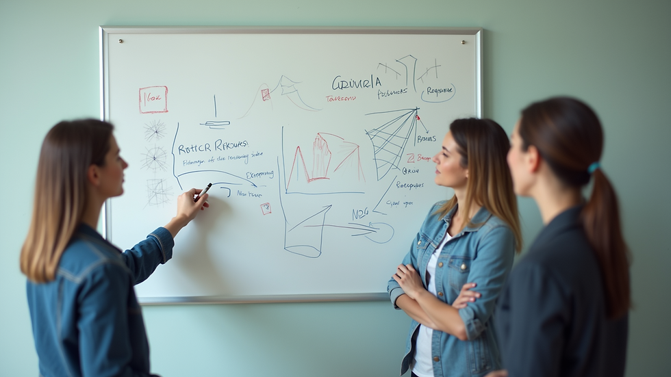 Close-up view of a team brainstorming ideas on a whiteboard