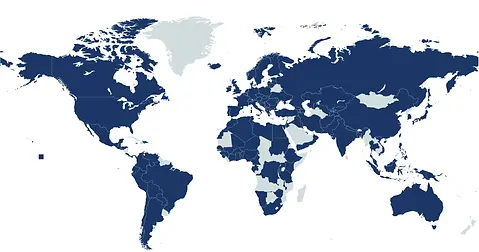 Mapa de países miembros de la IFMSA