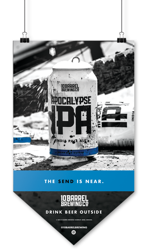 10 Barrel Apocalypse IPA signage with image of dirty beer can