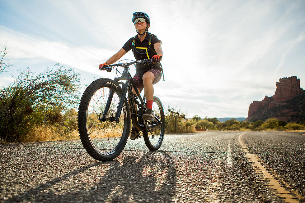 Mountain biker riding through the desert