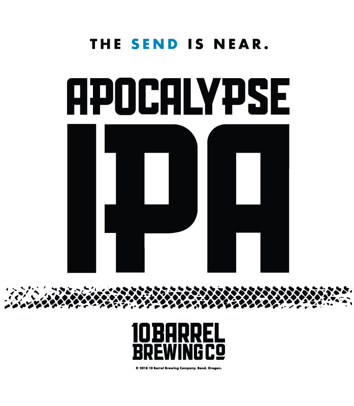 10 Barrel Apocalypse IPA in store floor vinyl showing mountain bike tire marks