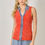 Thumbnail: Denim Collar with V-Neck Sleeveless Button-Down Red Shirt
