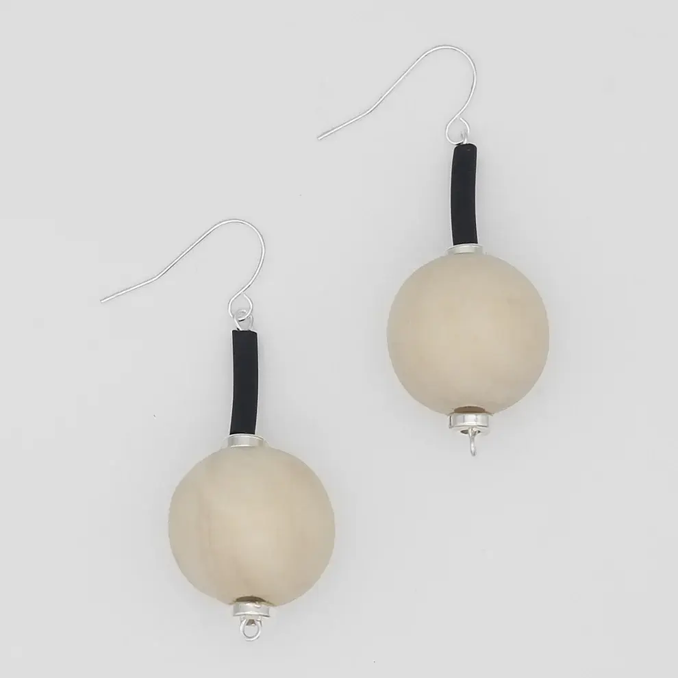 White Ball Earrings