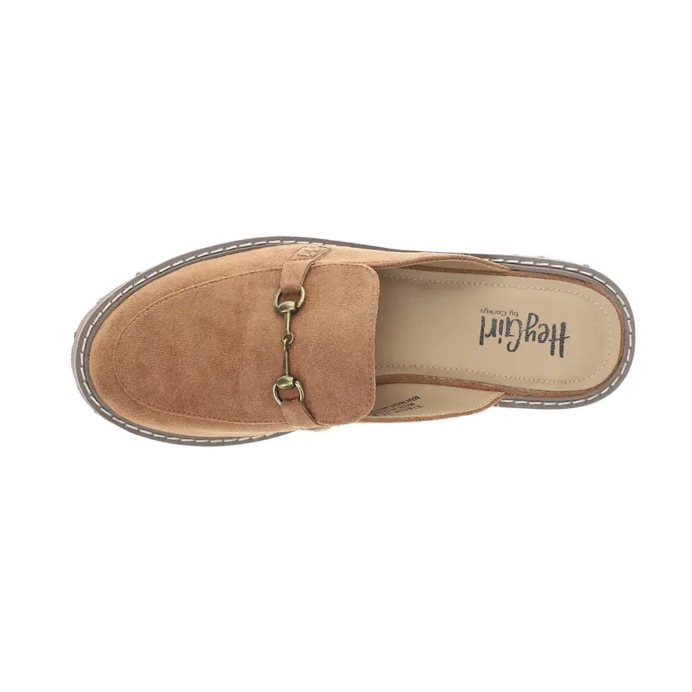 Top view brown lug sole mules