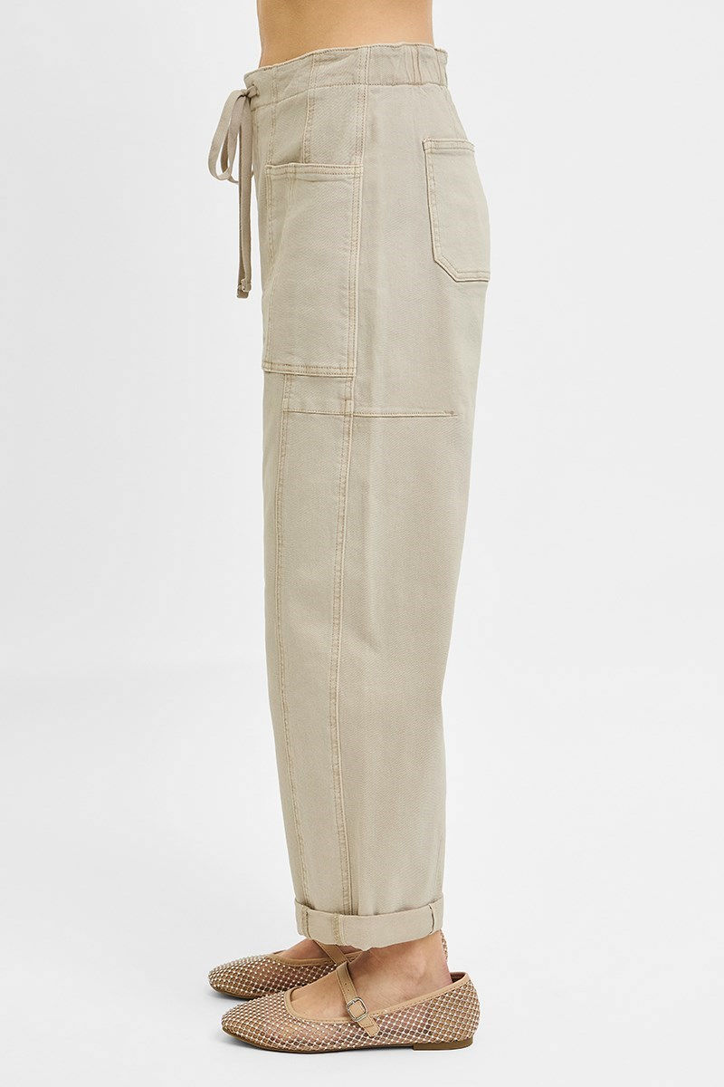 Thumbnail: Side view High Rise Crop Wide Barral Cargo Pants