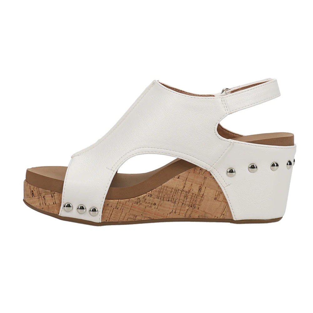 CC HIGH WEDGE SANDALS IN WHITE LAMBSKIN