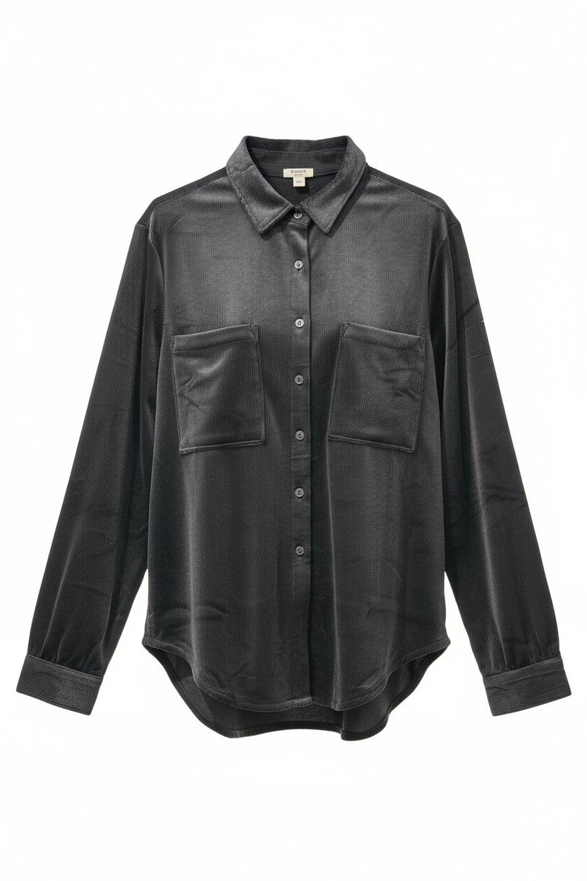 Black Corduroy Button Down Shirt