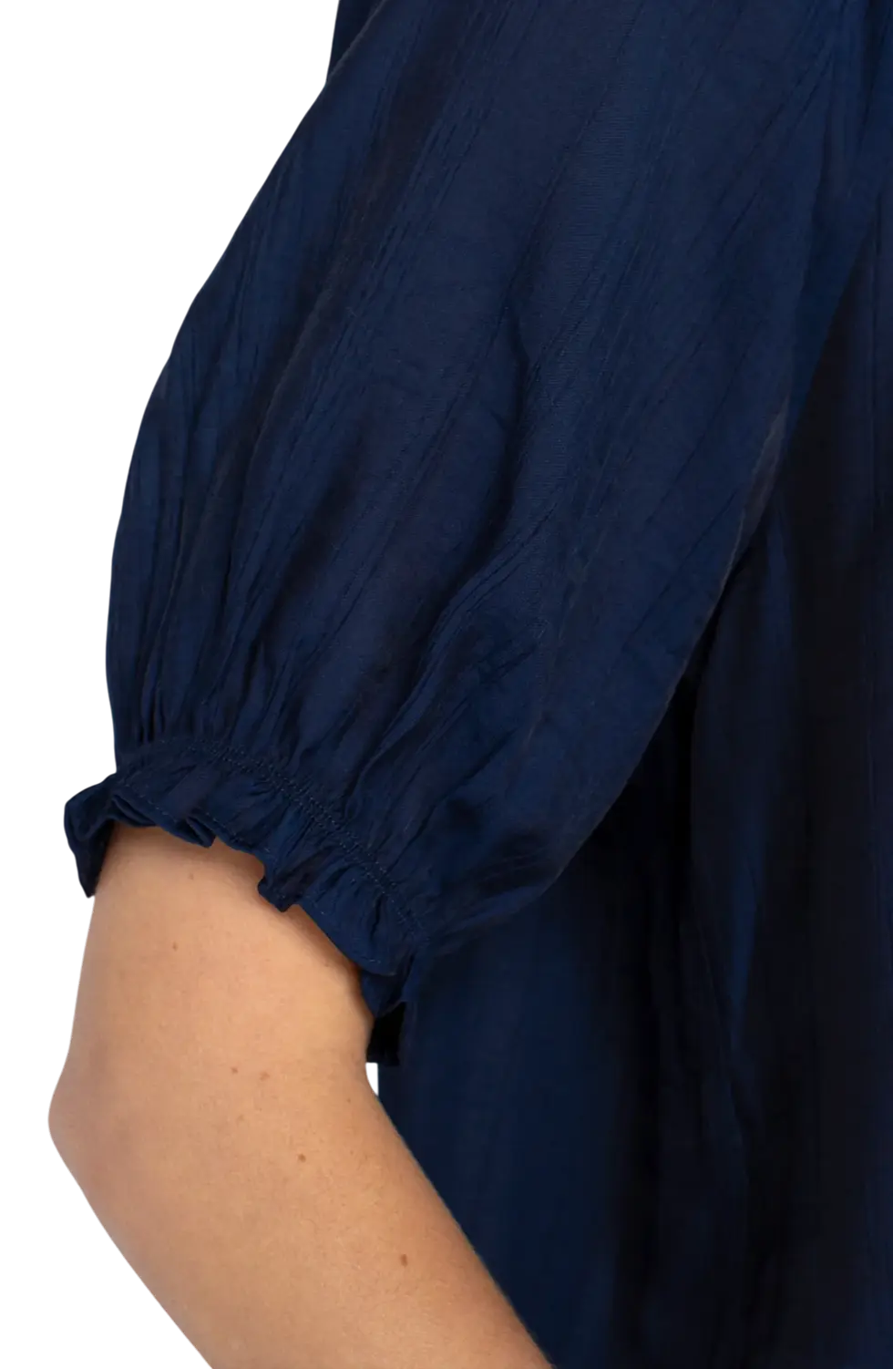 Thumbnail: Navy Blue Short Sleeve Half Placket Blouse