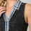 Thumbnail: close up Denim Collar with V-Neck Sleeveless Button-Down black