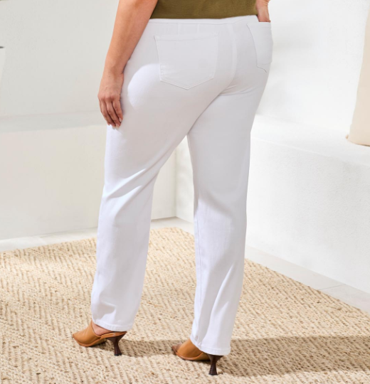 Thumbnail: Back View White Curvy Straight Leg Jeans