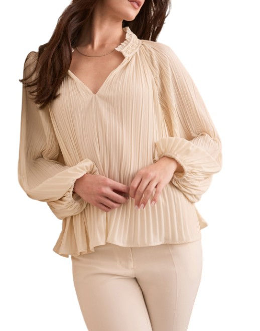 Thumbnail: Long Sleeve Blouse with Ruffle Collar