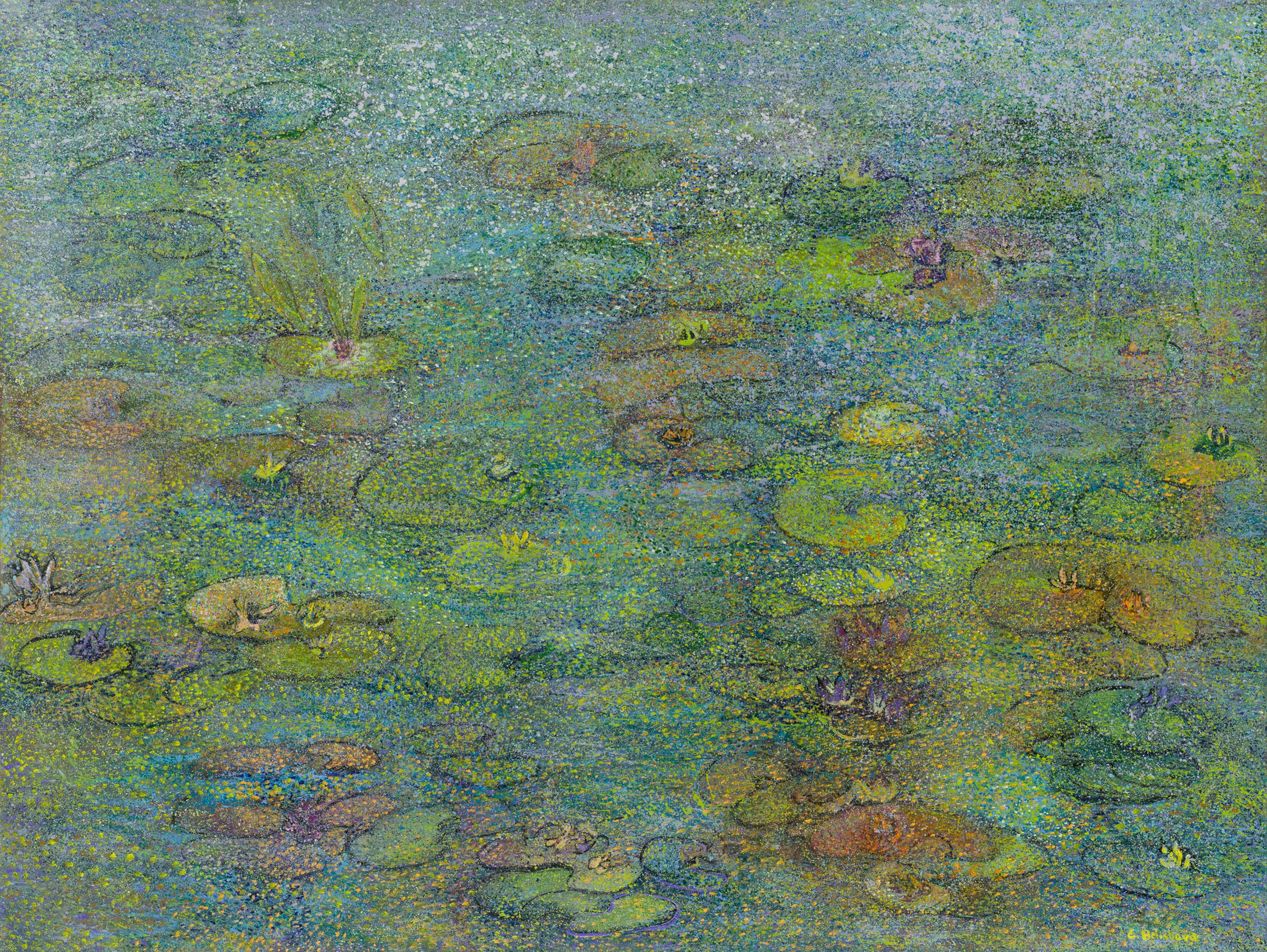 "Water Lily Pond, at Dusk"