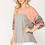 Thumbnail: Colorblock Knit And Floral Print Mixed Top With Dolman Sleeve