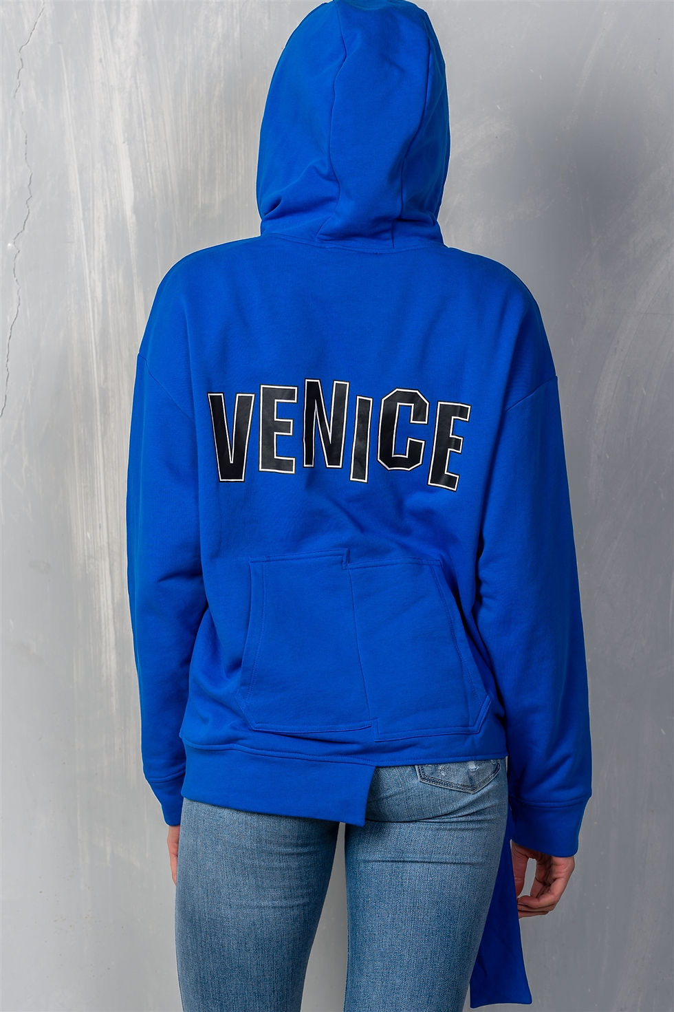 Thumbnail: Uneven Hem Graphic "venice" Pullover Hoodie