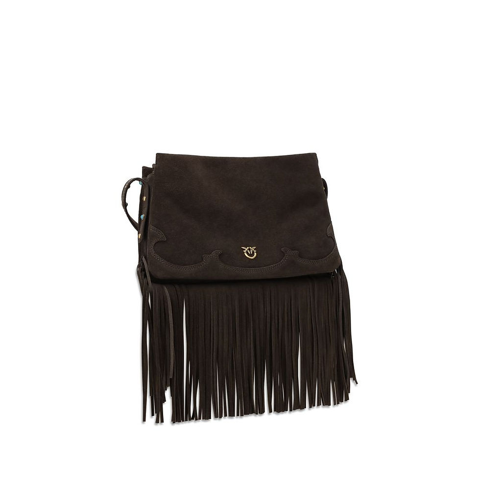 Thumbnail: PINKO Brown Calf Leather Bos Taurus Shoulder Bag