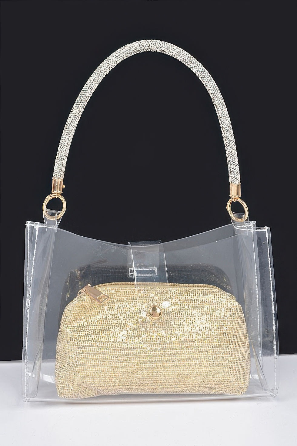 Thumbnail: Clear Small Hobo Bag W/rhinestone Handle