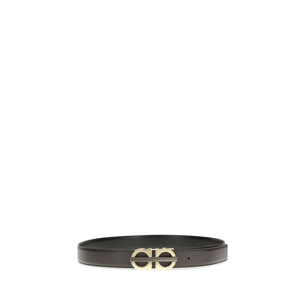 Thumbnail: Ferragamo Brown Calf Leather Bos Taurus Regular Belt