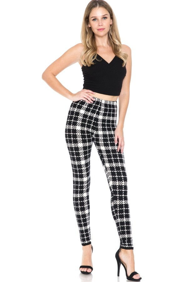 Thumbnail: Multi Printed, High Waisted, Leggings With An Elasticized Waist Band.