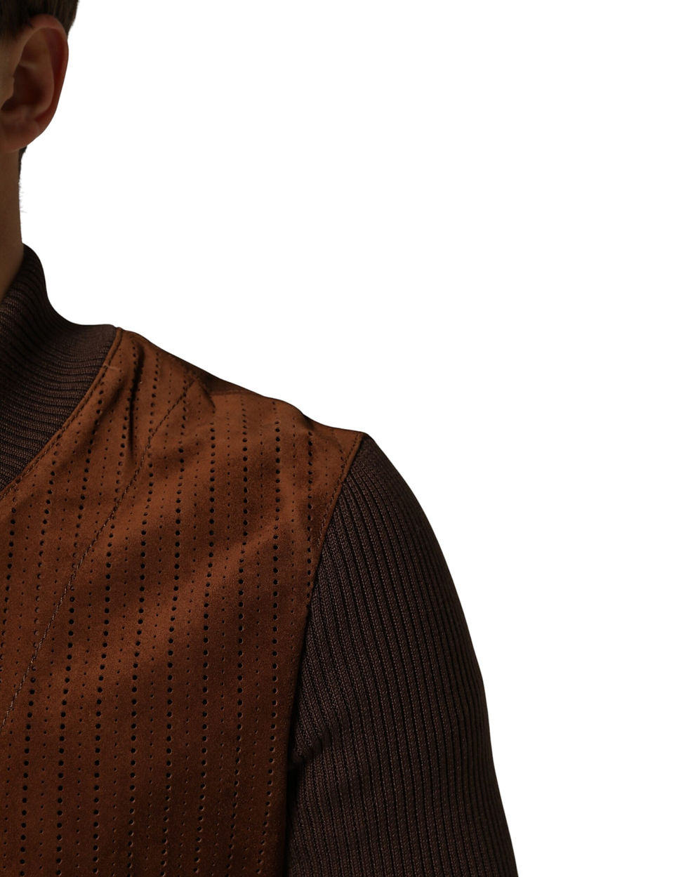 Thumbnail: Dolce & Gabbana Brown Velvet Calfskin Full Zip Biker Jacket