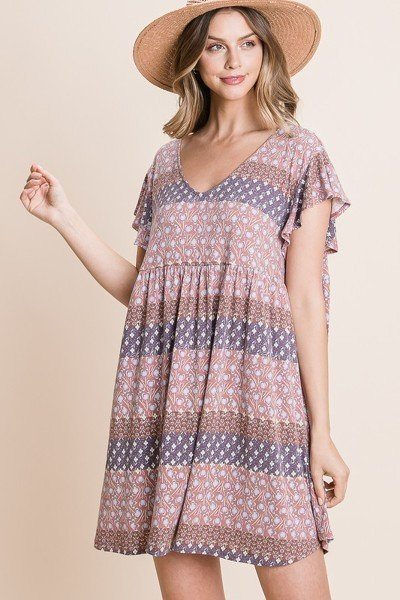 Thumbnail: Cute And Flirty Floral Printed Babydoll Mini Dress