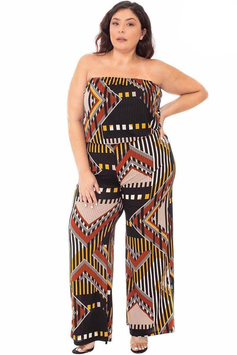 Thumbnail: Abstract Print Tupbe Top Plus Size Jumpsuit