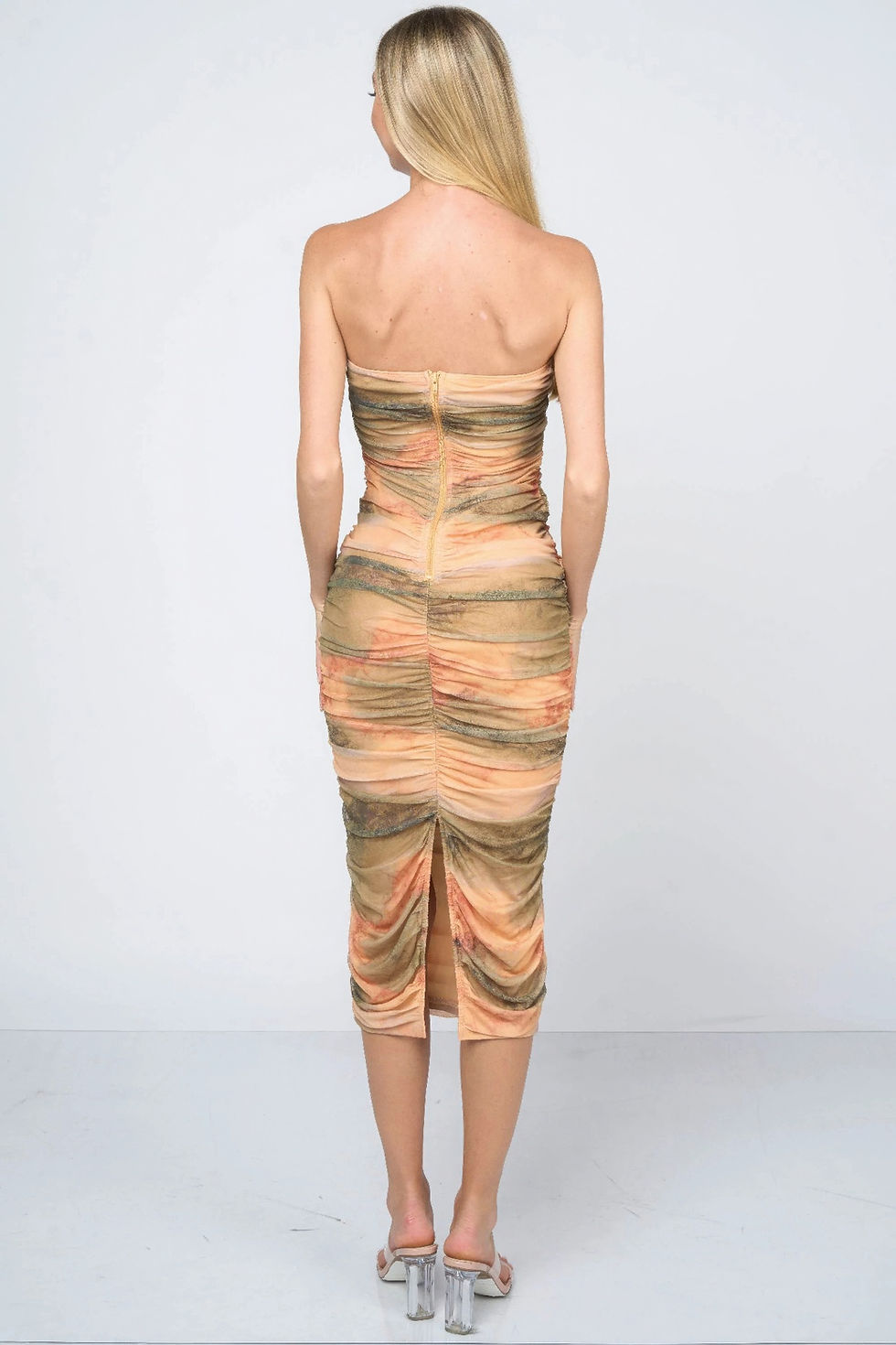 Thumbnail: Tie dey printed mesh mini dress