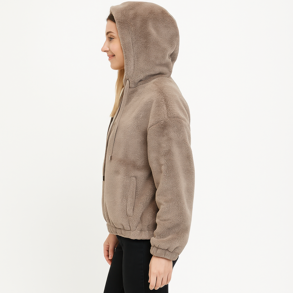 Thumbnail: Plush Zip-Up Hooded Jacket