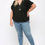 Thumbnail: Solid Viscose Knit Surplice Top With Ruffle Sleeve