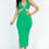 Thumbnail: Cut-out Halter Neck Double Back Tie Split Thigh Midi Dress