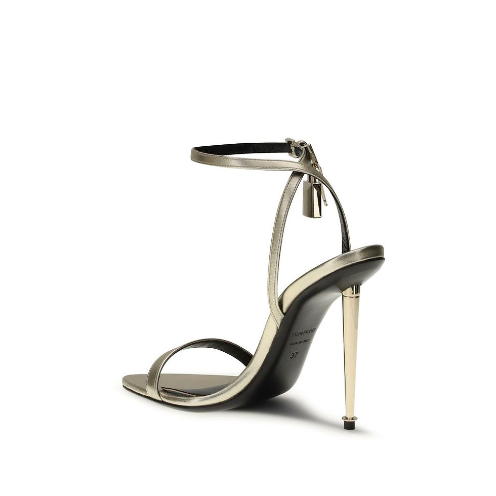 Thumbnail: Tom Ford Gold Goatskin Stiletto Heel Sandals