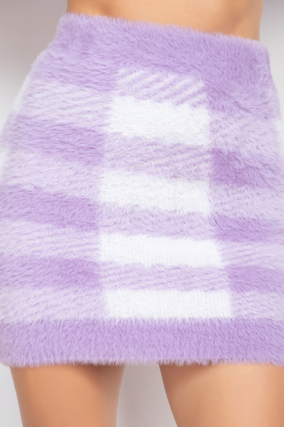 Thumbnail: Plaid High-rise Fuzzy Mini Skirt
