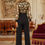Thumbnail: Flower Vein Sequin Print Jumpsuit