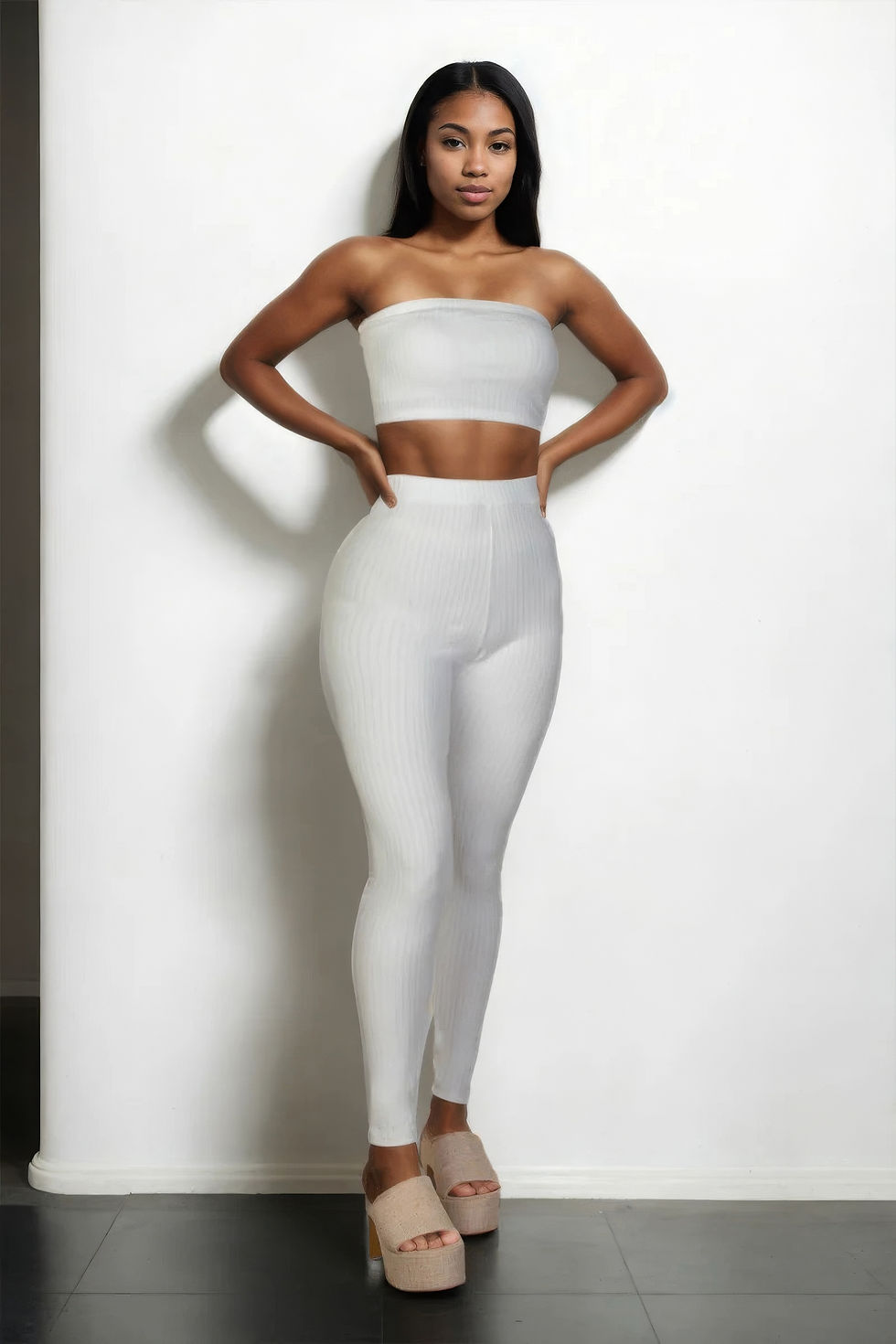 Thumbnail: Ribbed Tube Top & Leggings Set