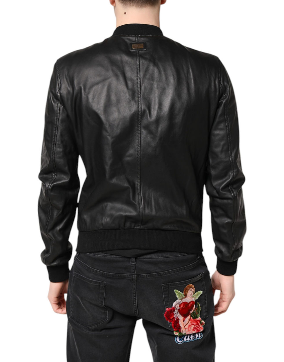Thumbnail: Dolce & Gabbana Black Lambskin Leather Full Zip Biker Jacket