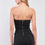 Thumbnail: Black Sleeveless Strapless Faux Leather Insert Trim Sweetheart Neck Bodycon ...