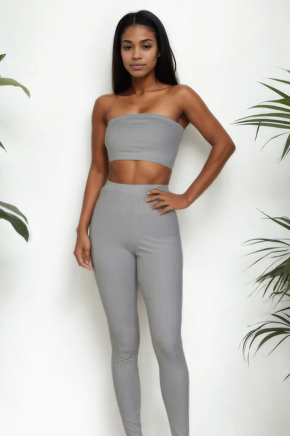 Thumbnail: Ribbed Tube Top & Leggings Set