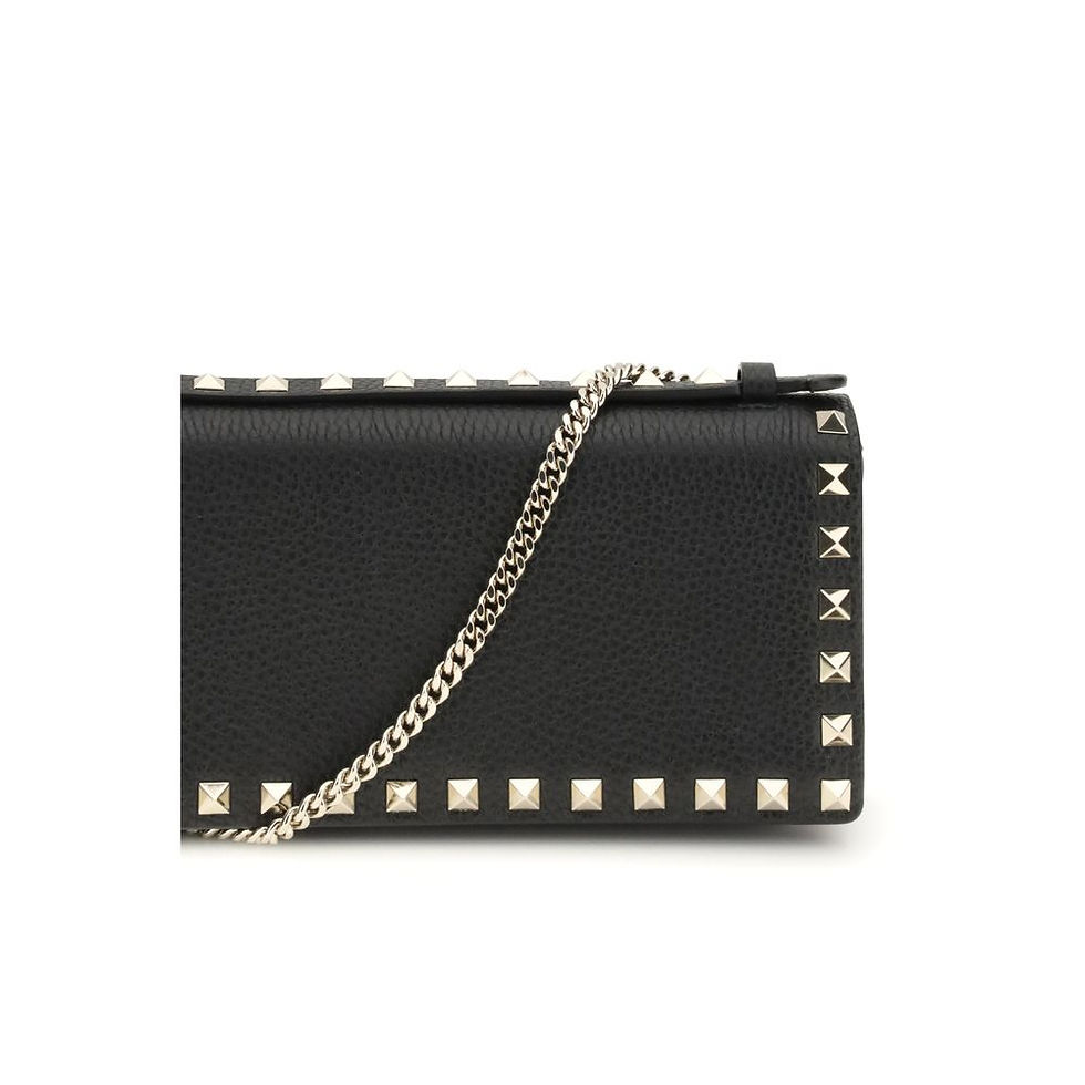 Thumbnail: Valentino Garavani Black Calf Leather Bos Taurus Wallet