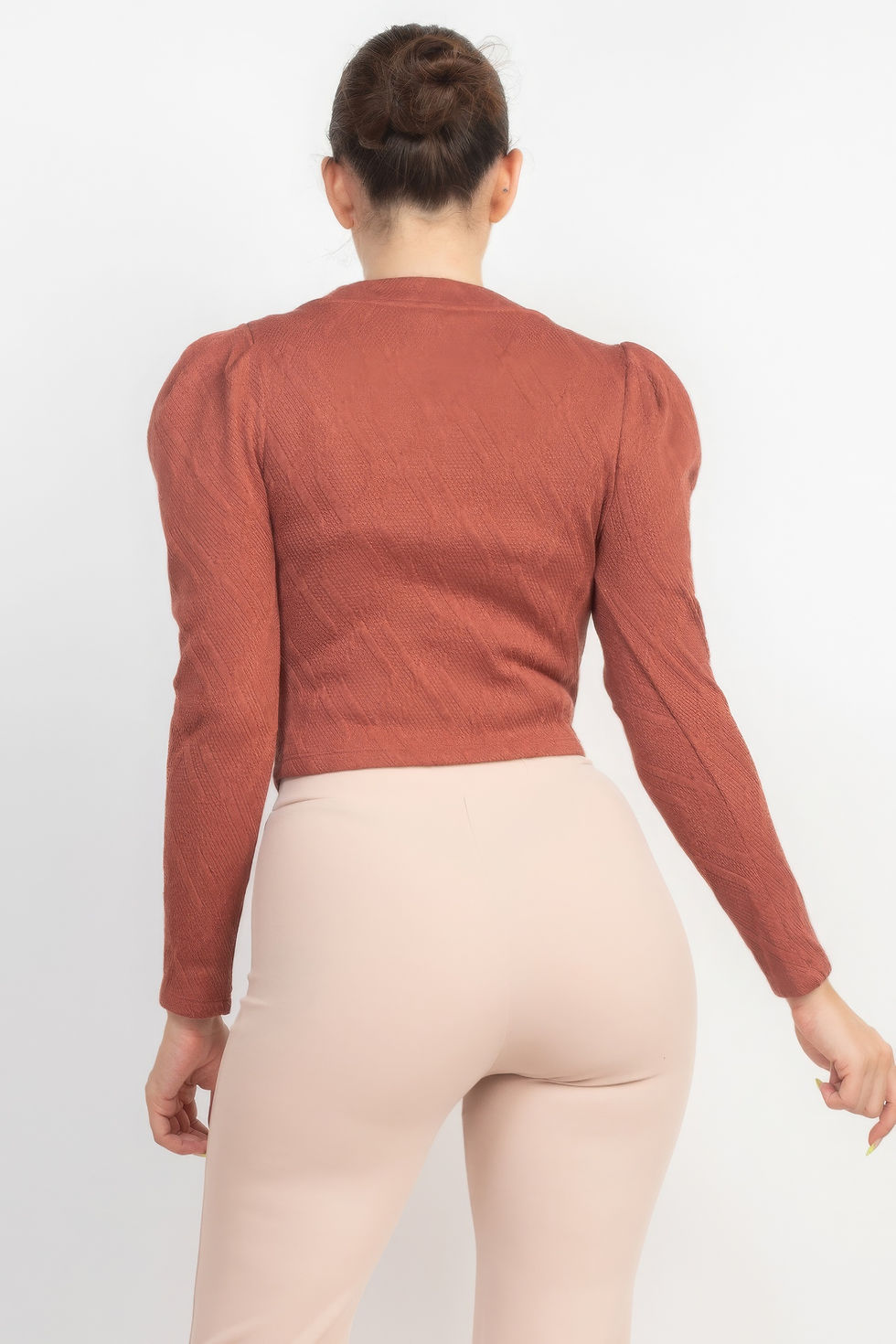 Thumbnail: Geometric Cami Puff Sleeves Blazer Top Set