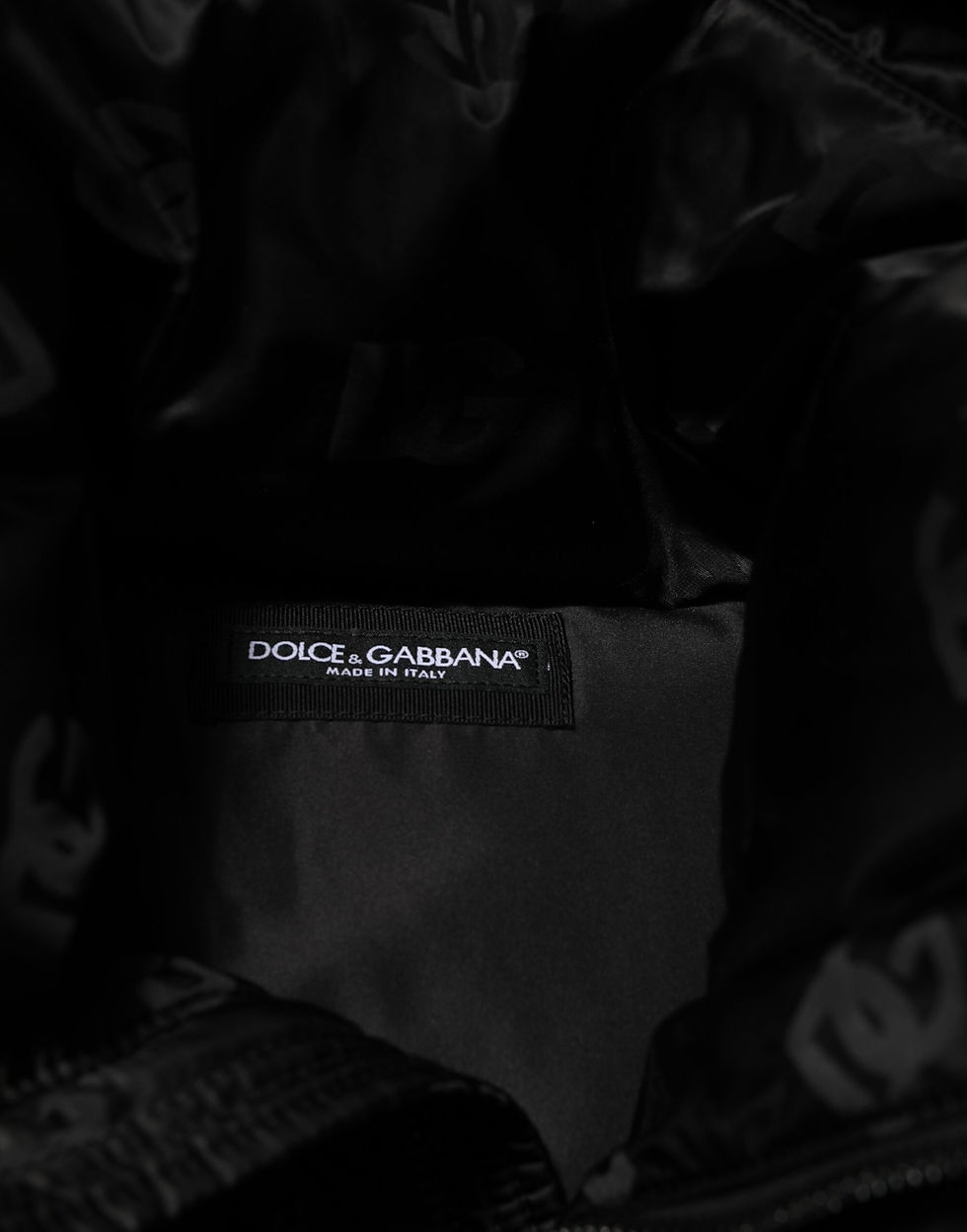 Thumbnail: Dolce & Gabbana Black Monogram Logo Puffer Nylon Hooded Jacket