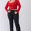 Thumbnail: Plus Size Crimson Red Long Mesh Sleeve Sweetheart Neck Detail Structured Cro...
