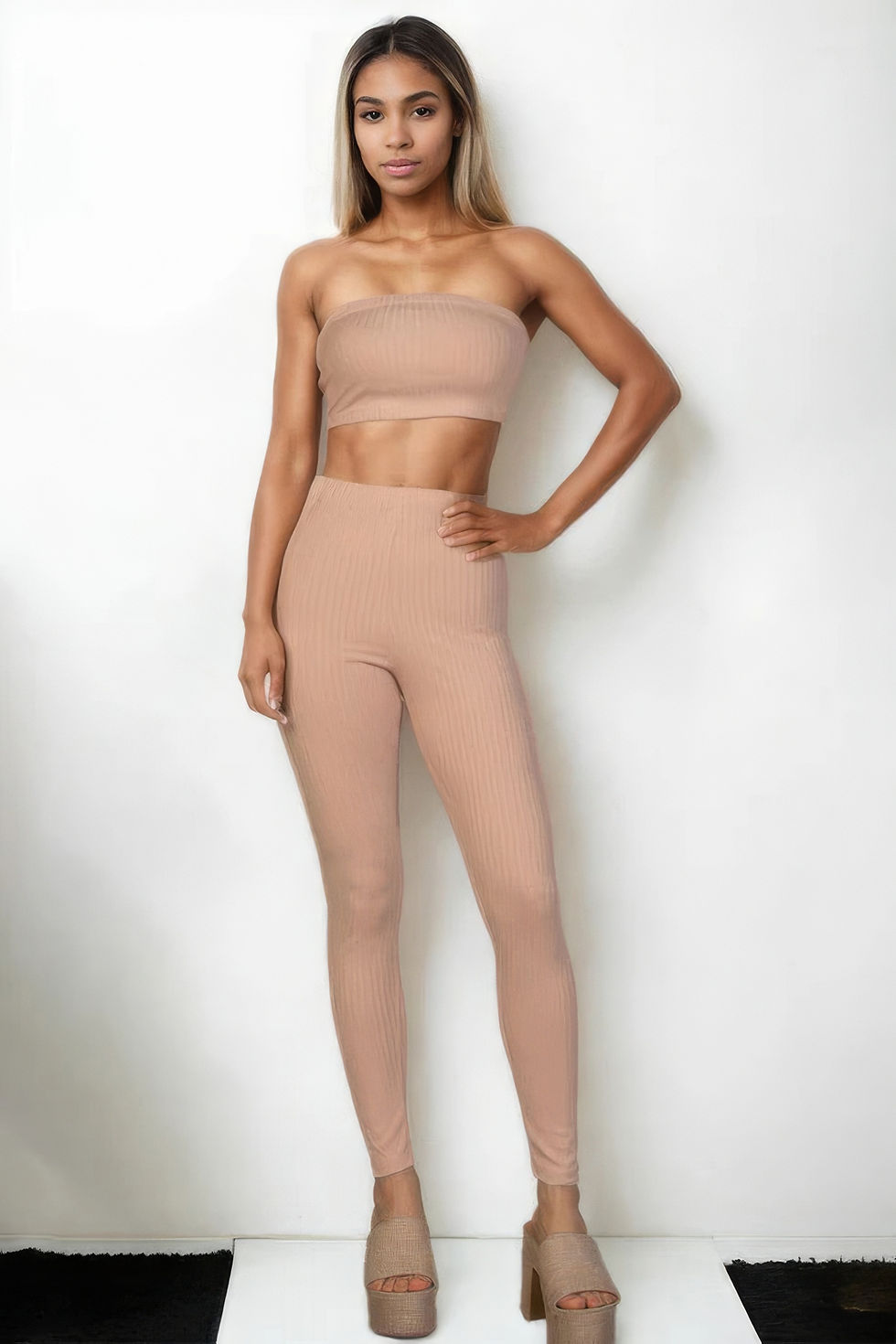 Thumbnail: Ribbed Tube Top & Leggings Set