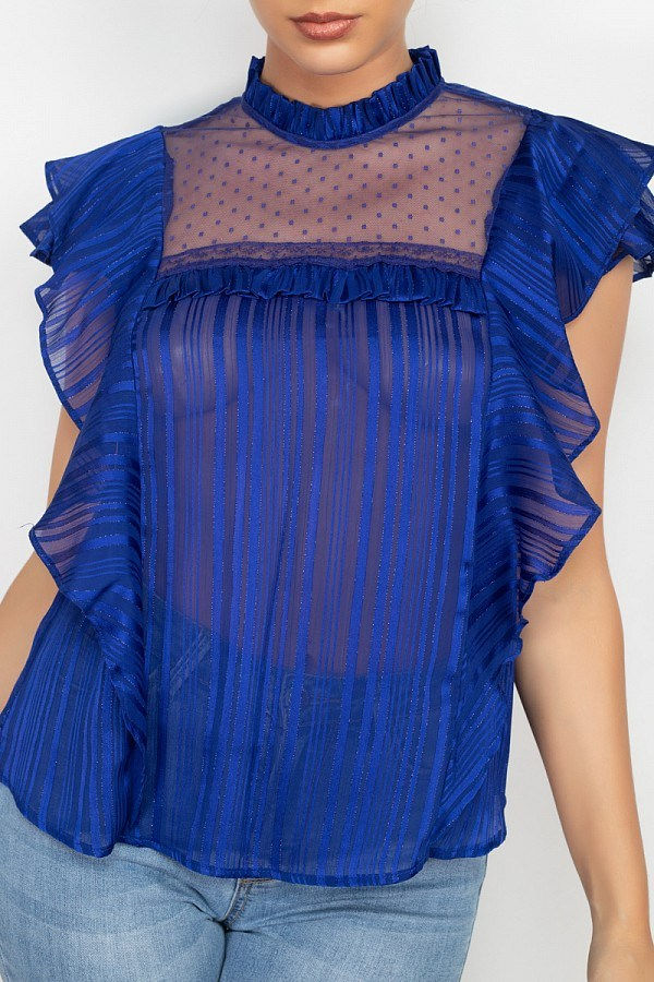 Thumbnail: Short Sleeve Ruffle Shadow Top
