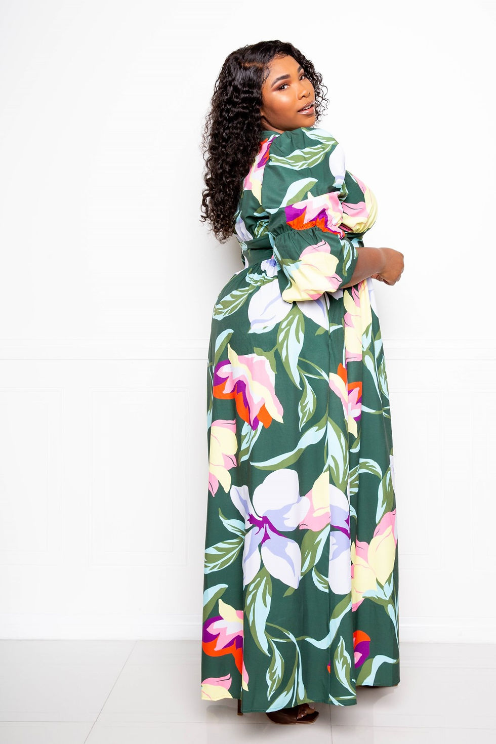 Thumbnail: Puff Sleeve Button Front Dress