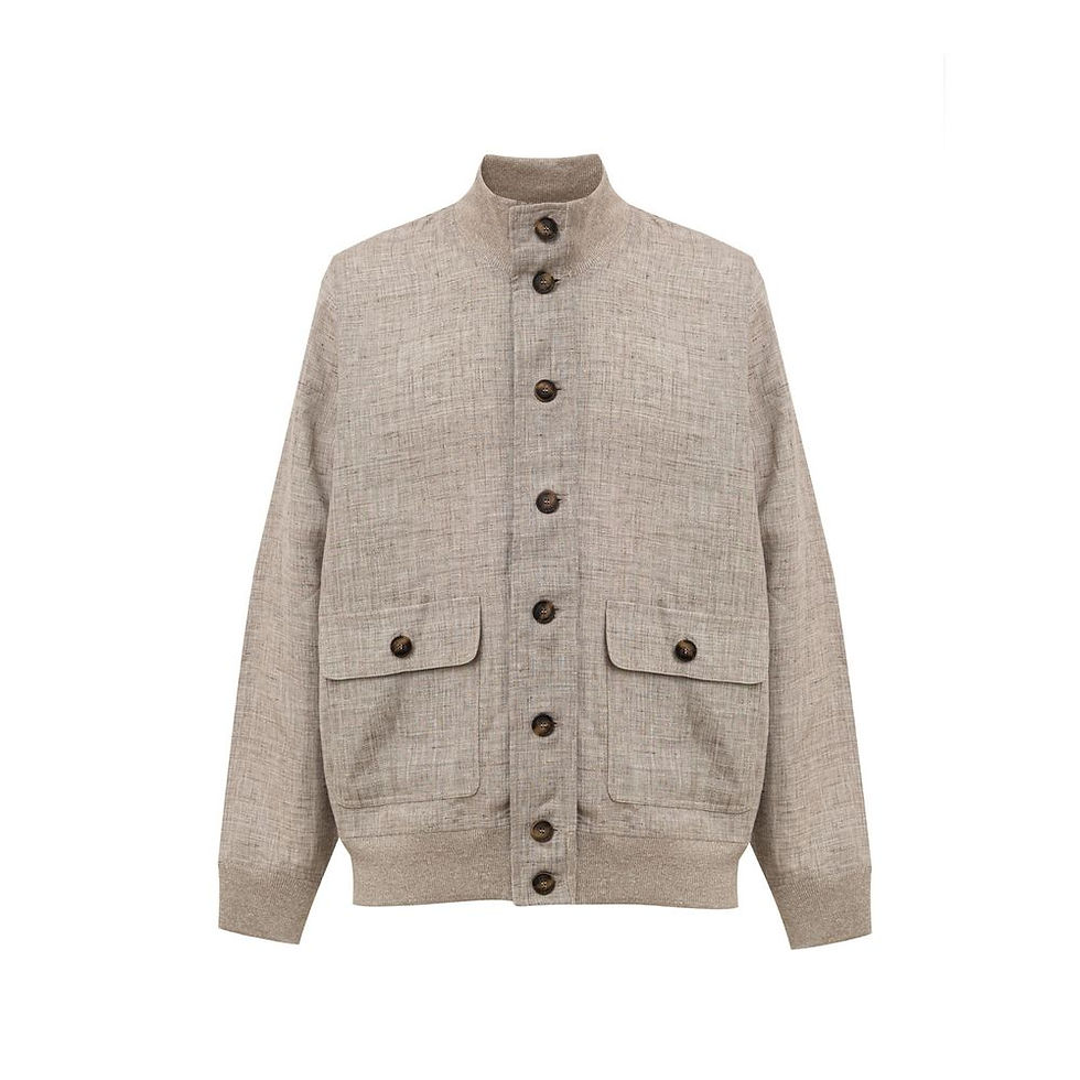Gran Sasso Beige Linen Biker Jacket