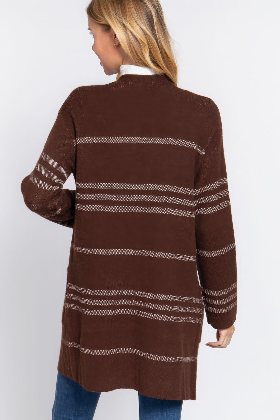Thumbnail: Dolman Slv Stripe Open Sweater Cardigan      