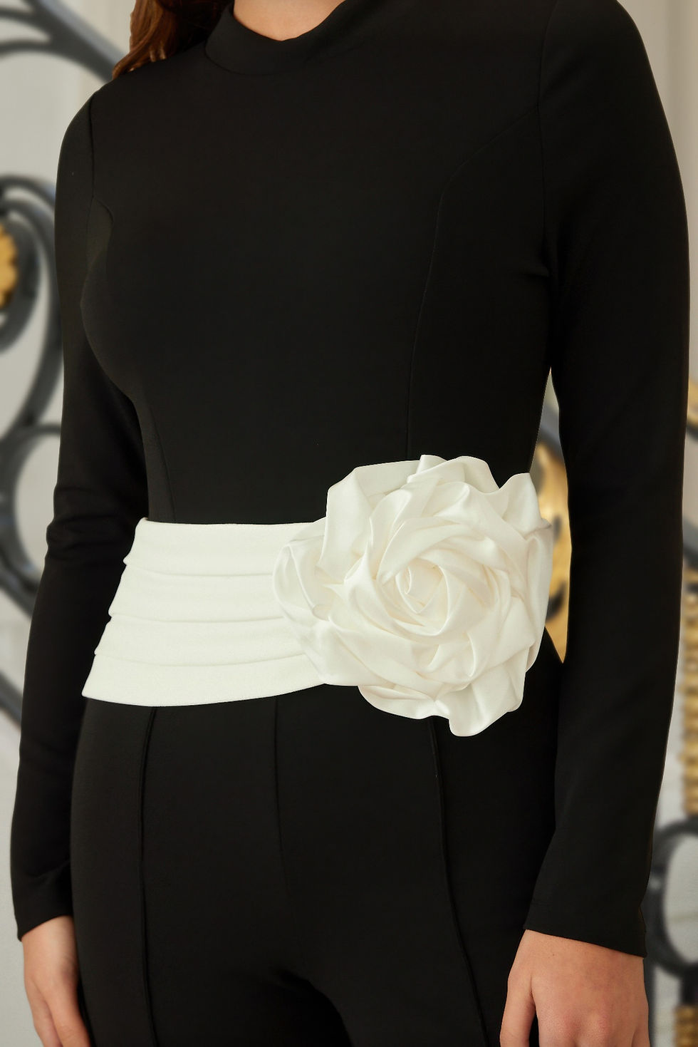 Thumbnail: Wide Waistband With Rose Jumpsuit