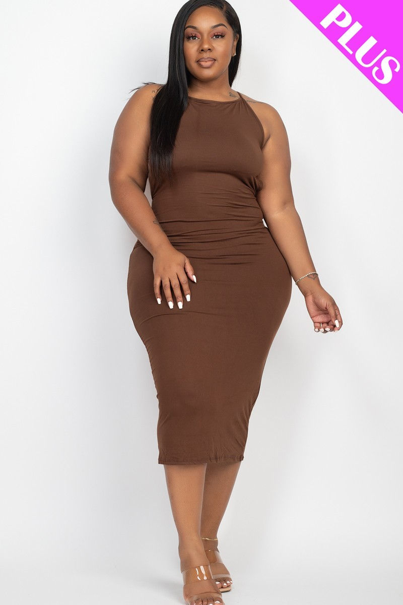 Thumbnail: Plus Open Back Criscross Maxi Fashion Dress