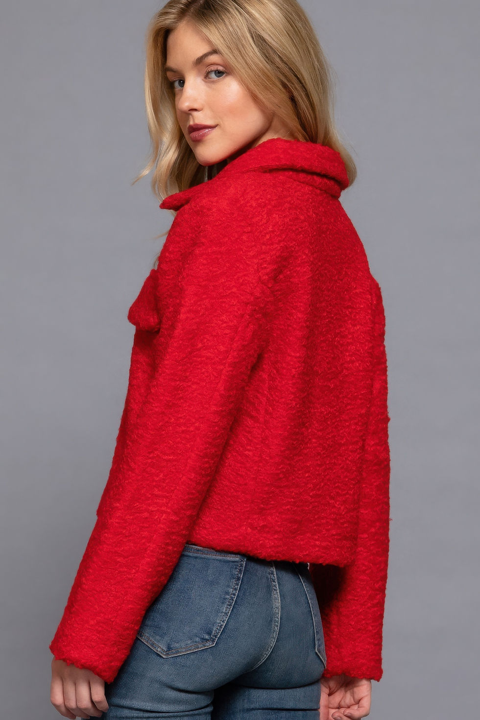 Thumbnail: Long Slv Teddy Fleece Short Jacket           