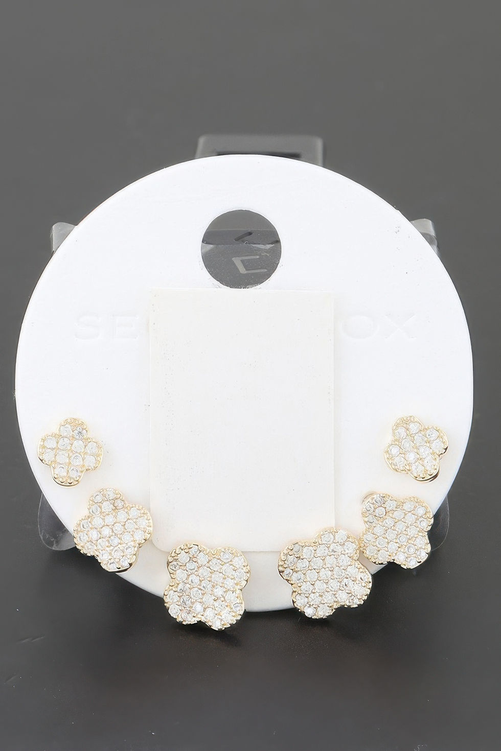 Multi Jeweled Clover Stud Earrings Set